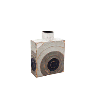 Gray Metal Box Vase 9.5" - ReeceFurniture.com