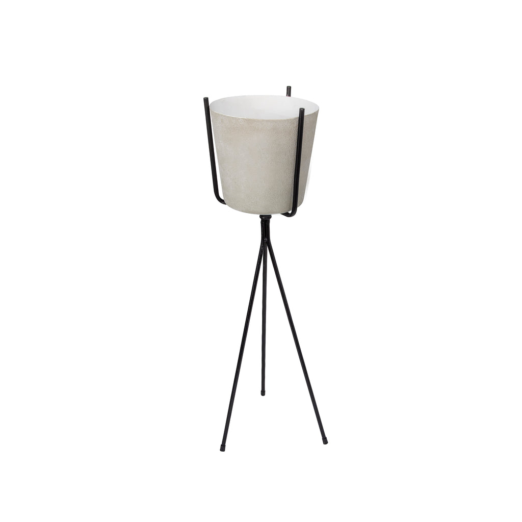 Ivory Metal Planter On Stand,31.5" - ReeceFurniture.com