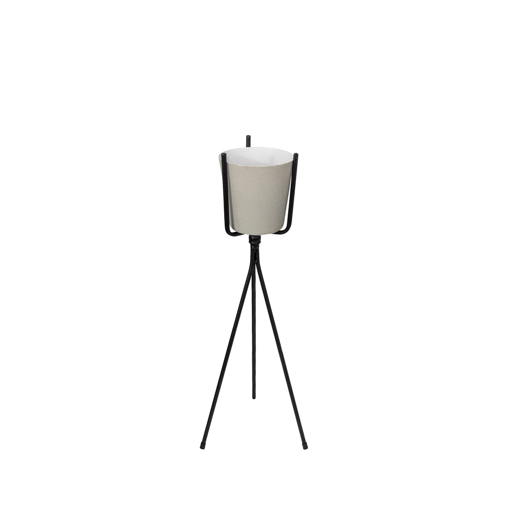 Ivory Metal Planter On Stand,27.5" - ReeceFurniture.com