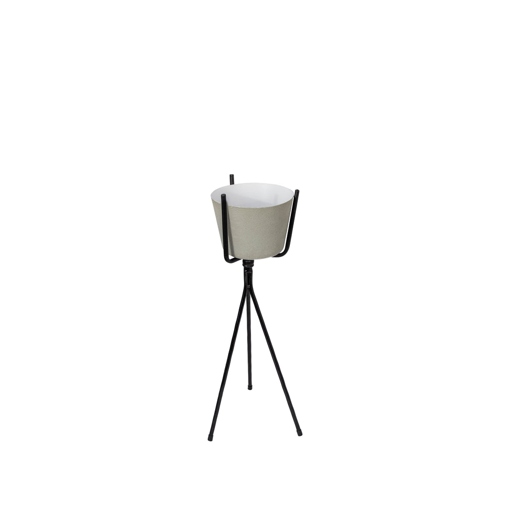 Ivory Metal Planter On Stand,23.75" - ReeceFurniture.com