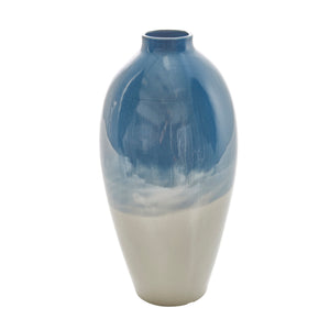 Blue/White Layered Vase 14" - ReeceFurniture.com