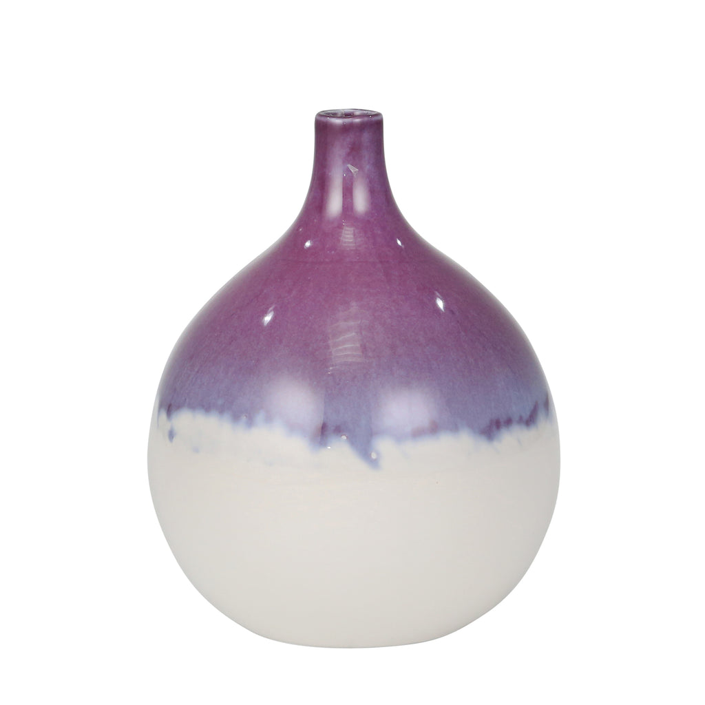 Purple/White Vase 7.75" - ReeceFurniture.com