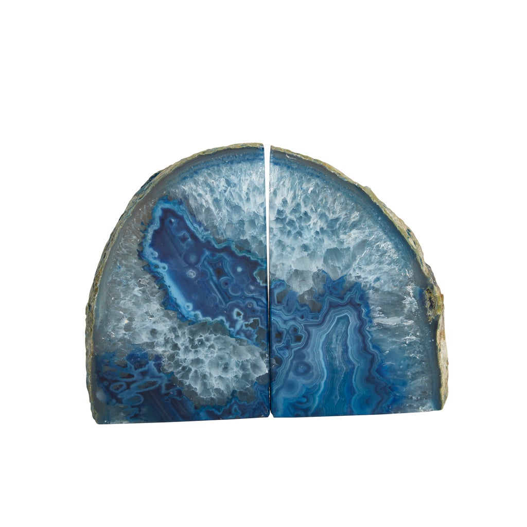 S/2 Agate Bookends, Blue Ds - ReeceFurniture.com