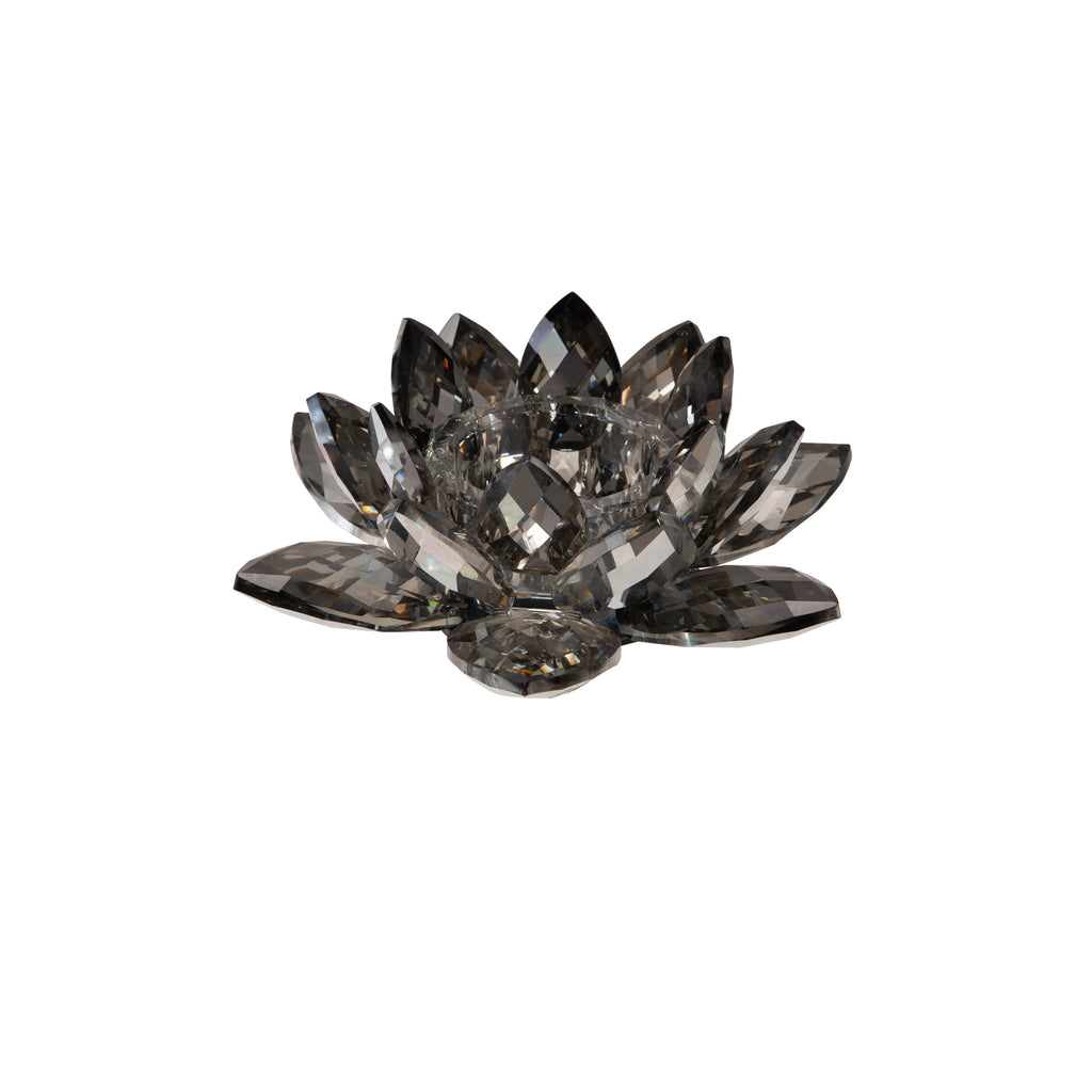 Black Crystal Lotus Votive Holder 8.25" - ReeceFurniture.com