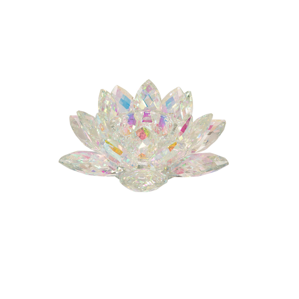 Rainbow Crystal Lotus Votive Holder 8.25" - ReeceFurniture.com