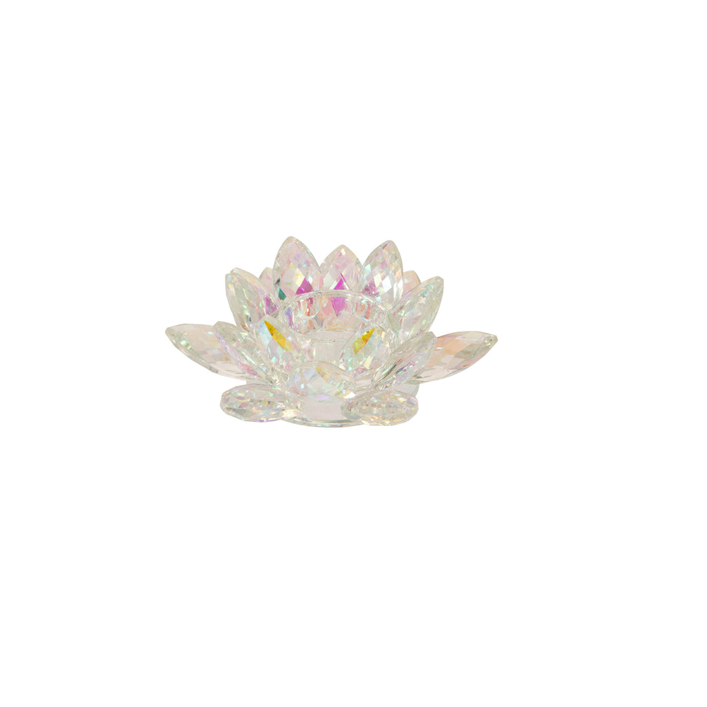 Rainbow Crystal Lotus Votive Holder 6" - ReeceFurniture.com