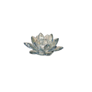 Crystal 6" Lotus Votive Holder, Blue - ReeceFurniture.com
