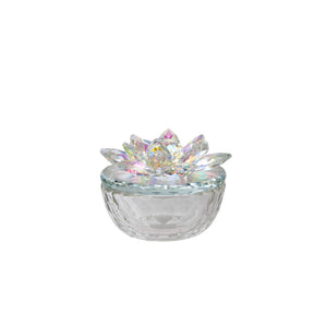 Glass Trinket Box Clear W/Rainbow - ReeceFurniture.com