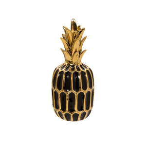 Black/Gold Ceramic Pineapple 13" - ReeceFurniture.com