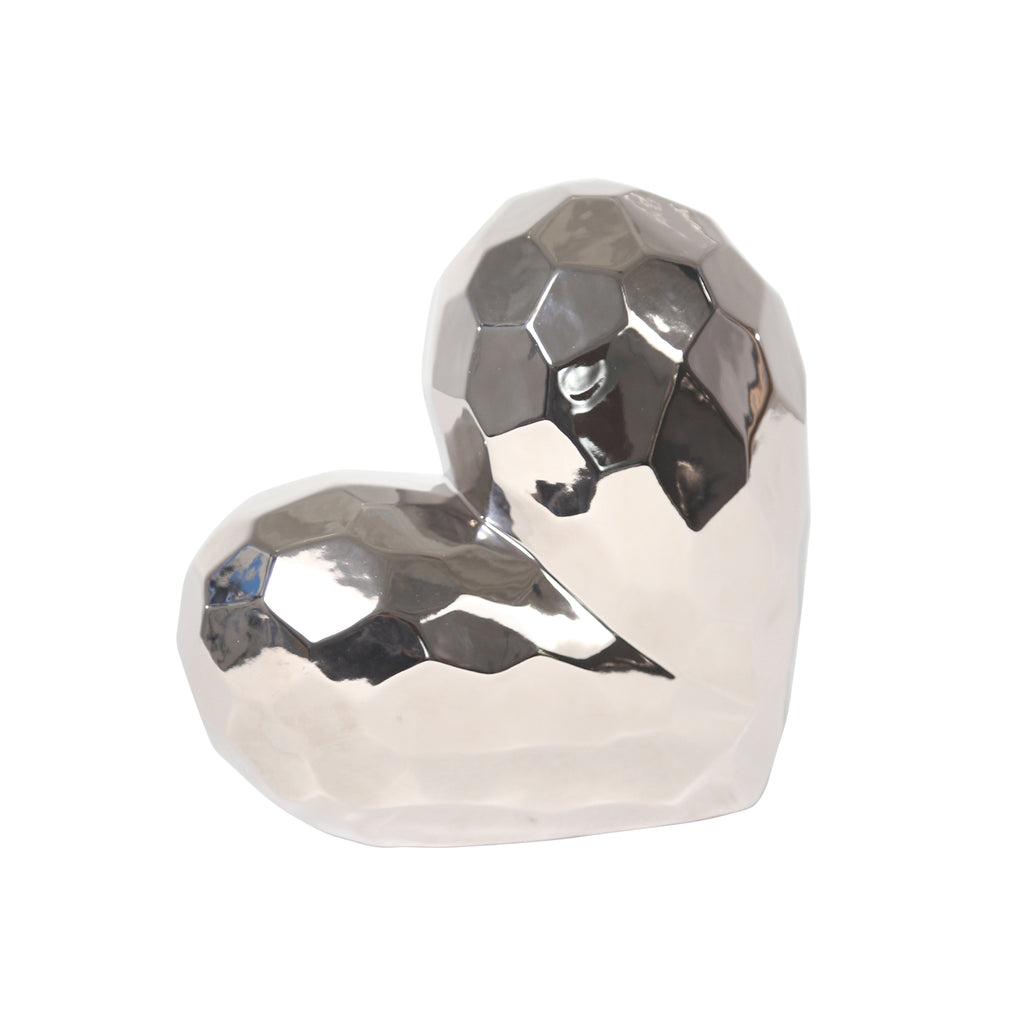 Silver Ceramic Heart 11.5" - ReeceFurniture.com