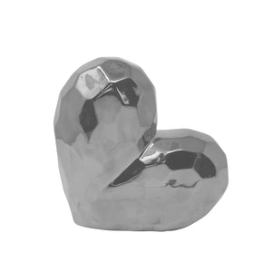 Silver Ceramic Heart 7.75" - ReeceFurniture.com