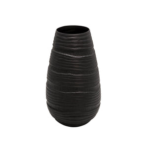Matte Black Wave Vase 22.25" - ReeceFurniture.com