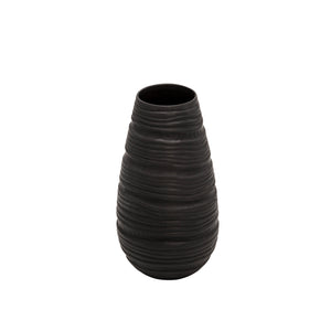 Matte Black Wave Vase 13.5" - ReeceFurniture.com