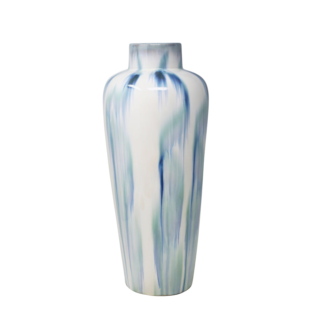 White/Blue Watercolor Vase 18" - ReeceFurniture.com