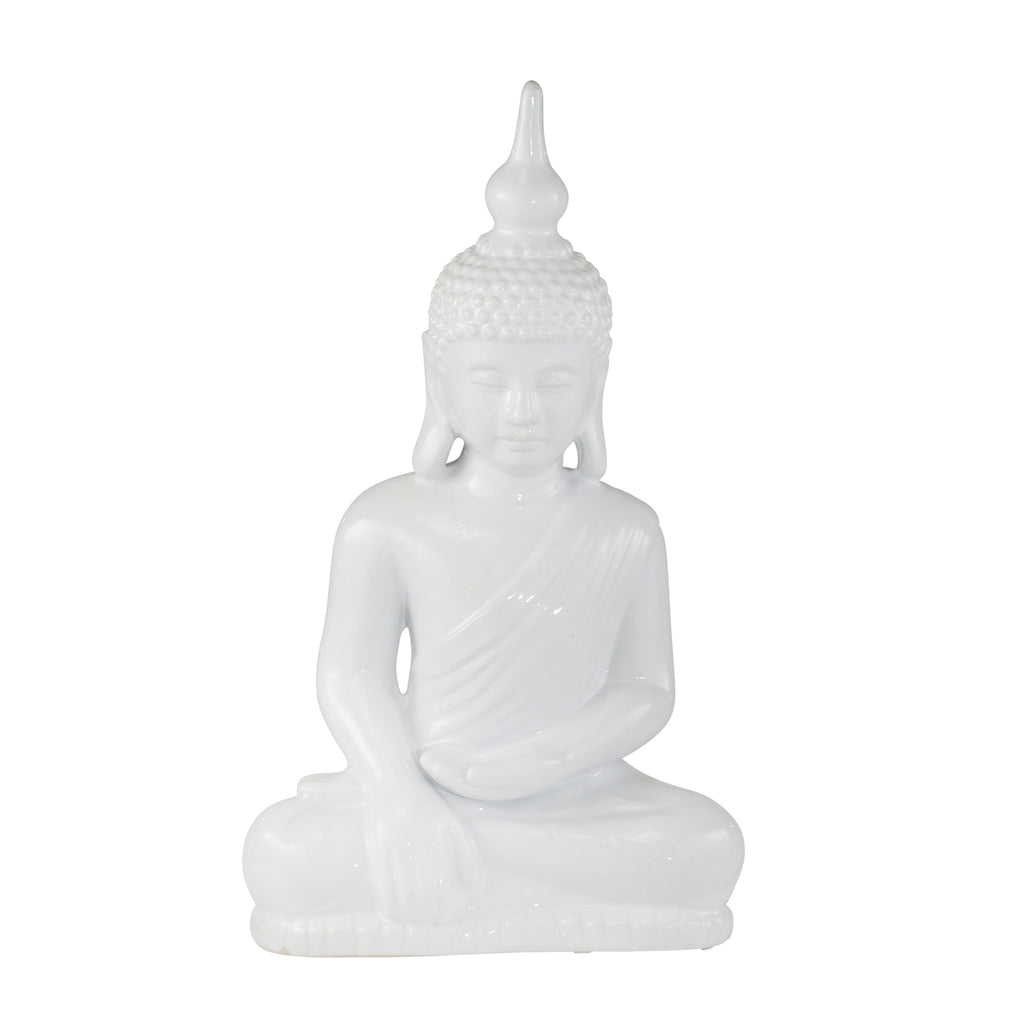White Ceramic Buddha - ReeceFurniture.com