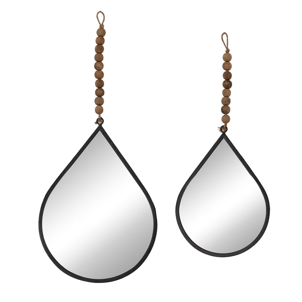 S/2 Metal Teardrop Wall Mirror, Gunmetal Wb - ReeceFurniture.com