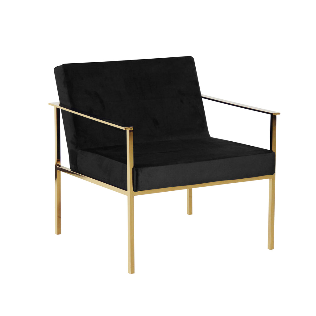 Black/Gold Velveteen Arm Chair - ReeceFurniture.com
