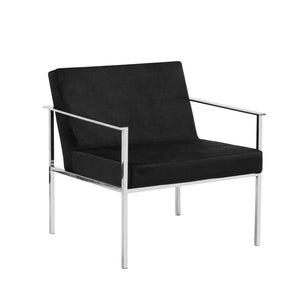 Black/Silver Velveteen Arm Chair - ReeceFurniture.com
