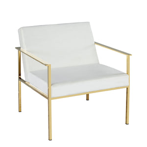 Metal / Velveteen Arm Chair, White/Gold - ReeceFurniture.com