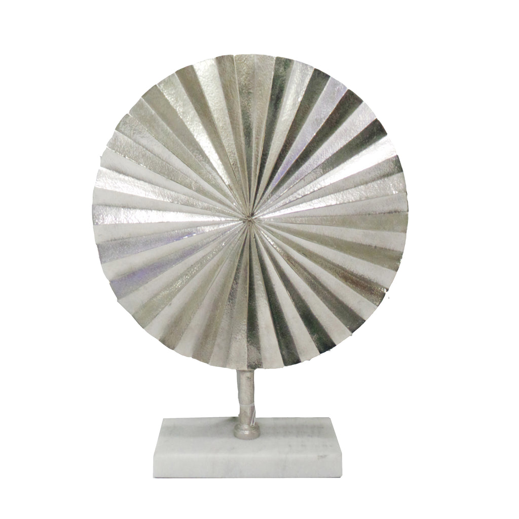 Silver Fan Disk On Marble Base, 18" - ReeceFurniture.com