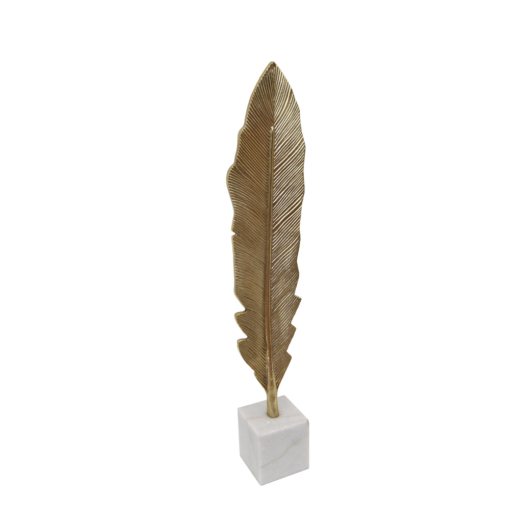 Gold Feather On Marble Base - ReeceFurniture.com