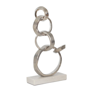 Linked Silver Rings On Marble  Base - ReeceFurniture.com