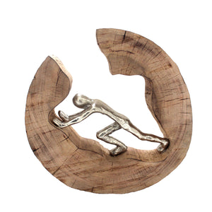 Silver Person In Wood Circle - ReeceFurniture.com