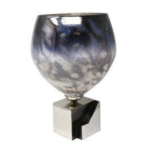 Dark Ombre Glass/Metal Vase 17" Kd - ReeceFurniture.com