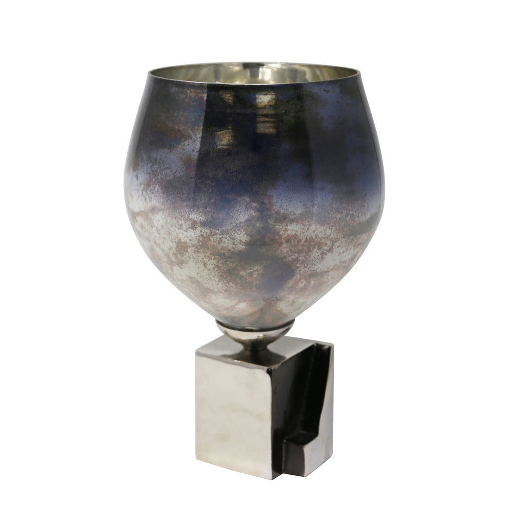 Dark Ombre Glass/Metalvase 13.5" Kd - ReeceFurniture.com