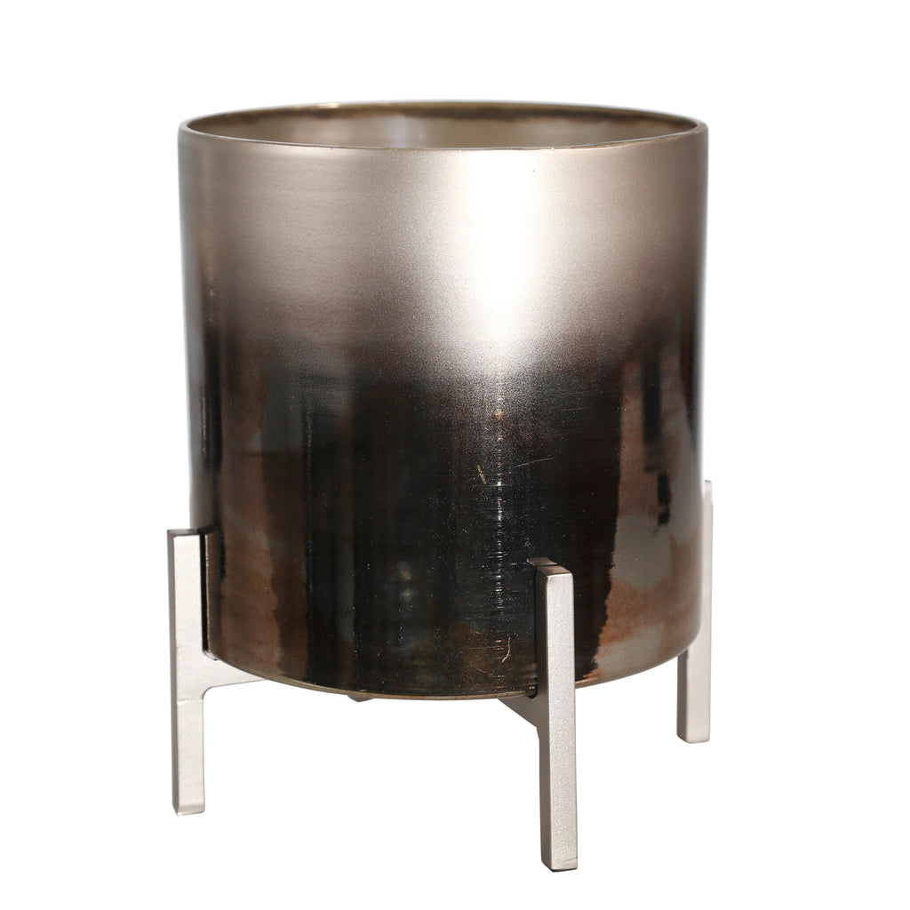 Glass 10" Hurricane On Stand,Starlight Sea - ReeceFurniture.com