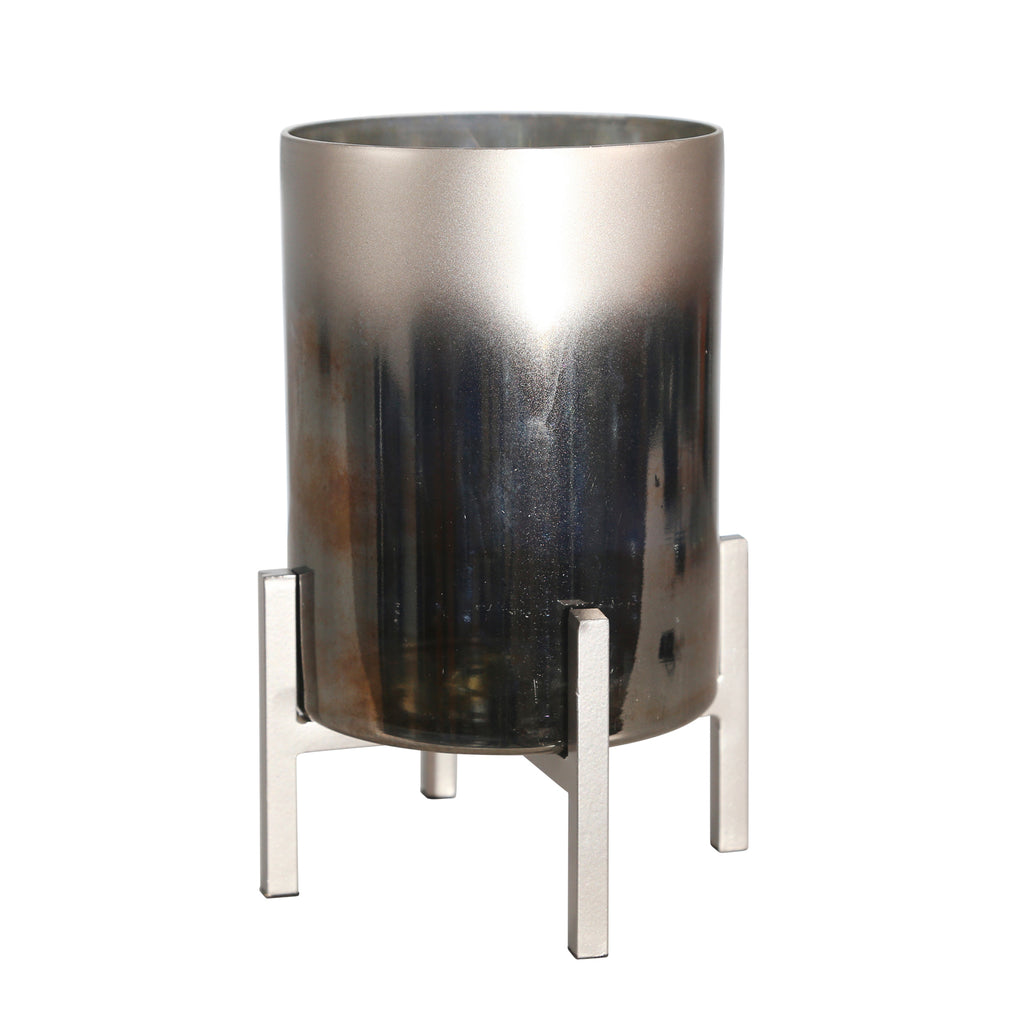 Glass 9" Hurricane On Stand,Starlight Sea - ReeceFurniture.com