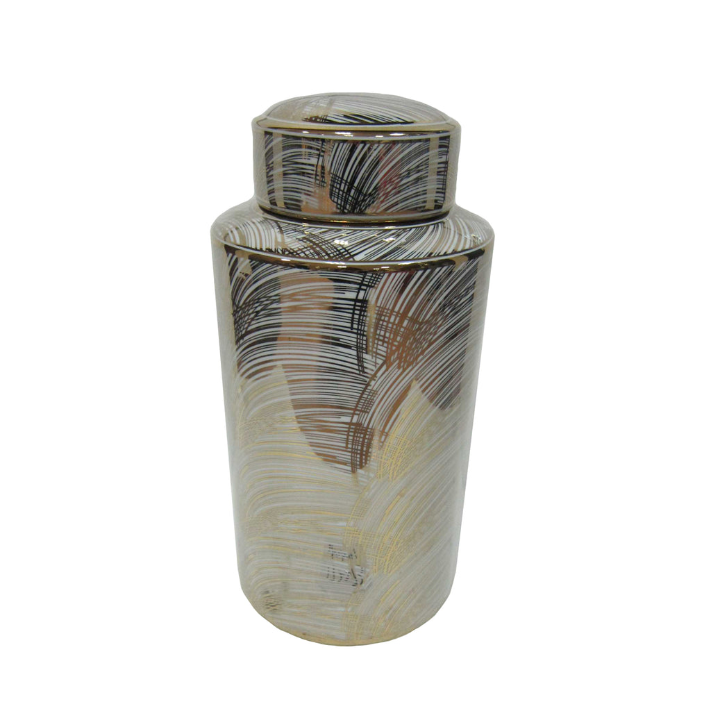 White/Gold Brushed Jar 15.75" - ReeceFurniture.com