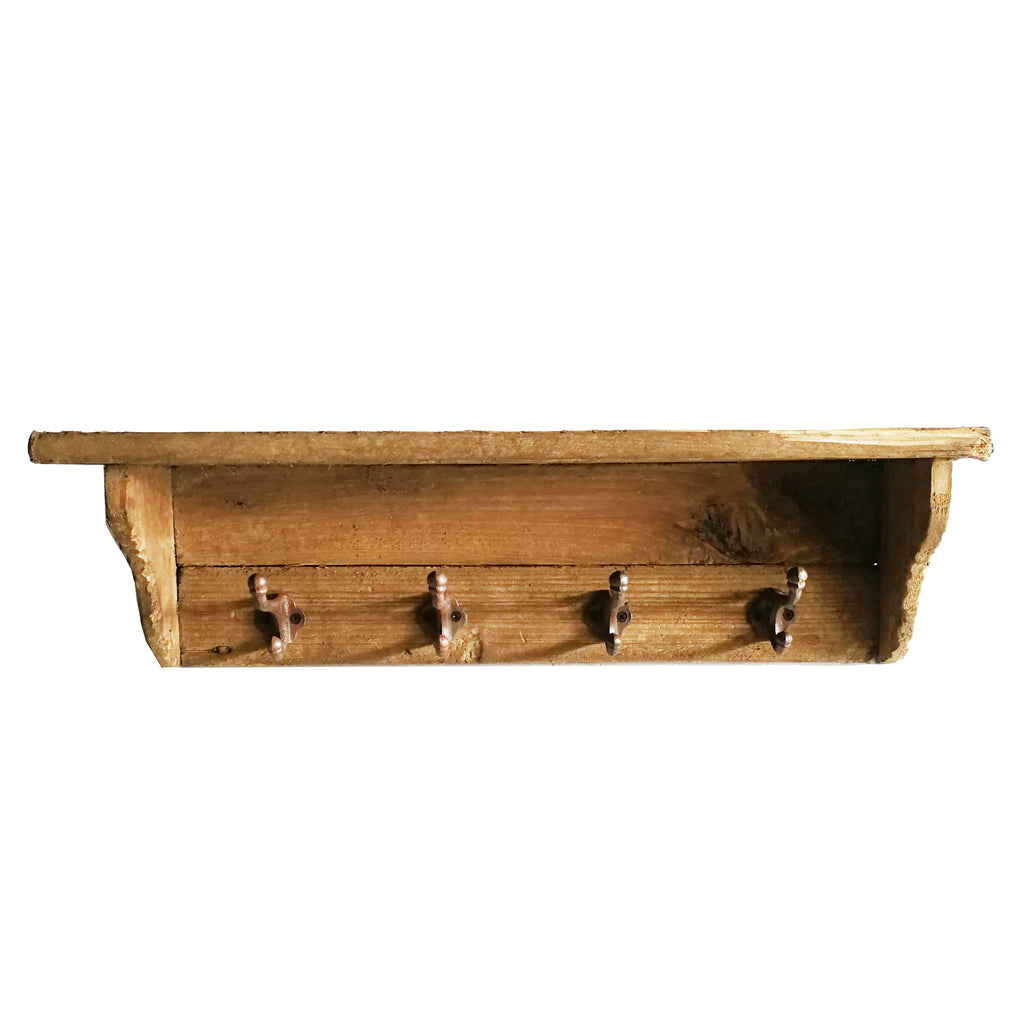 4 Hook Wood Shelf - ReeceFurniture.com