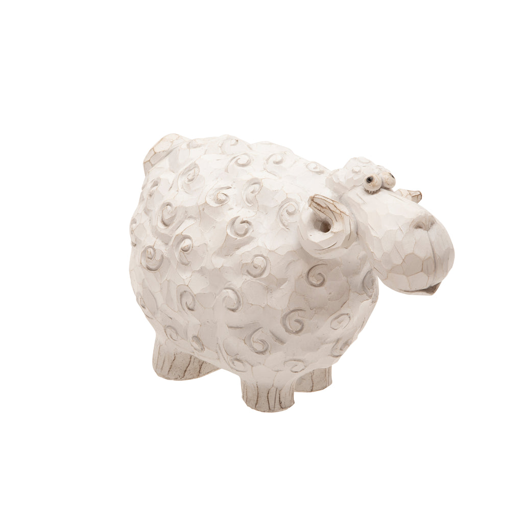 Carved White Sheep 7.5" - ReeceFurniture.com