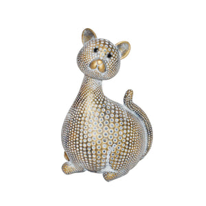 Resin 8.25" Spotted Cat Decoraon , Gold - ReeceFurniture.com