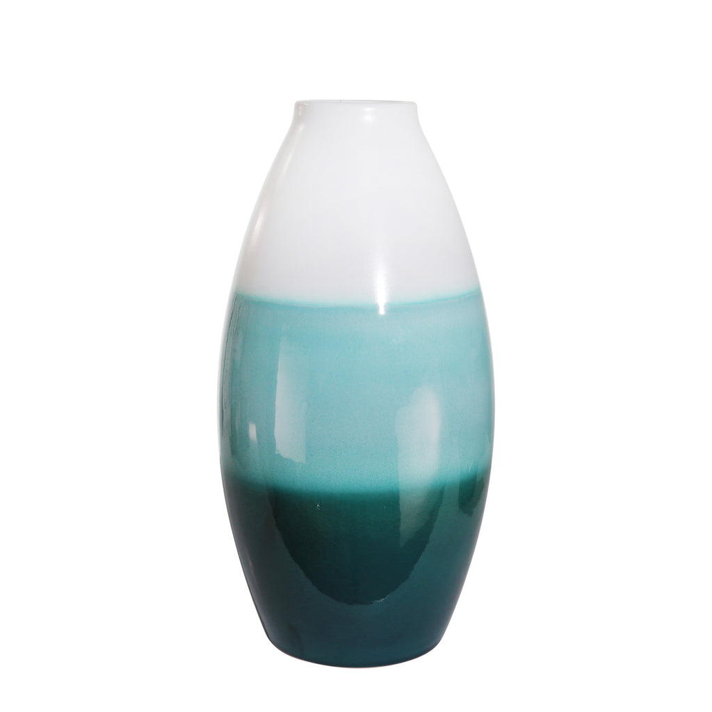 White/Blue Layered Vase 16.5" - ReeceFurniture.com