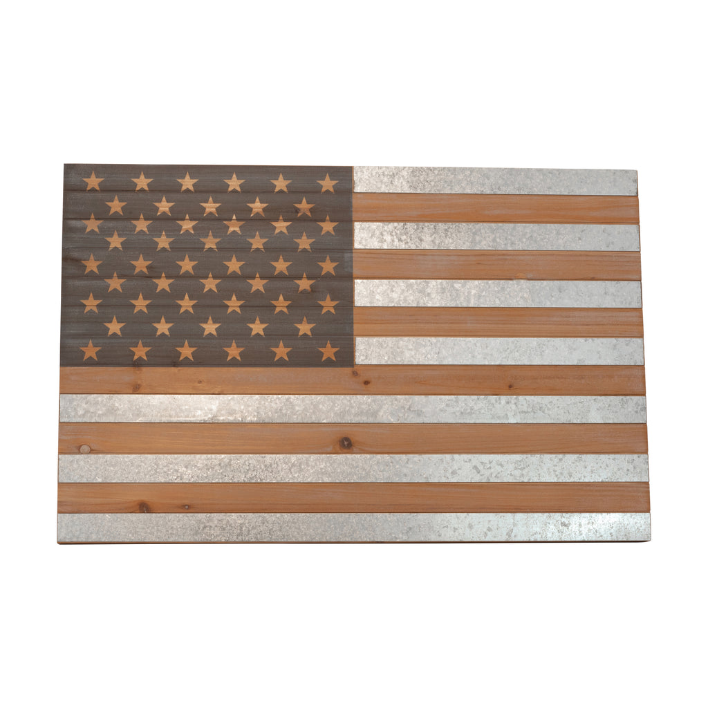 Wood/Tin American Flag - ReeceFurniture.com