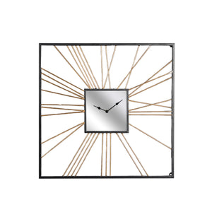 Square Gold Metal Mirror Clock, Wb - ReeceFurniture.com