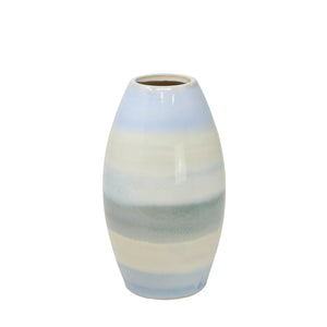 Ceramic 10" Cone Vase, Blue Multi - ReeceFurniture.com