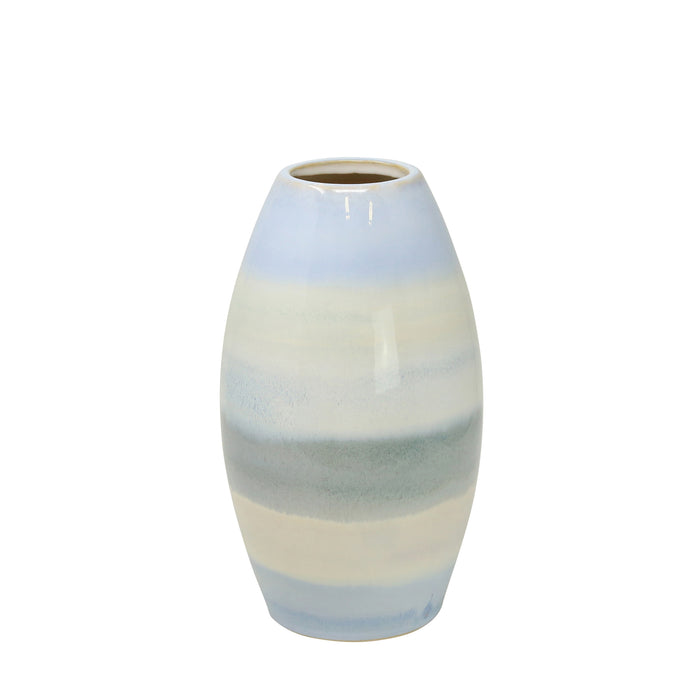 Ceramic 10" Cone Vase, Blue Multi