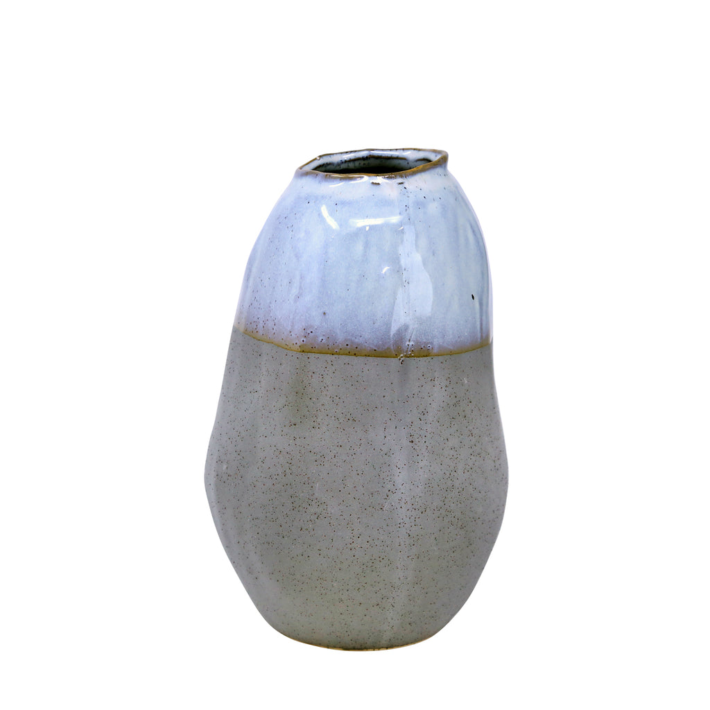 Ceramic 10" Organic Vase , Gray - ReeceFurniture.com