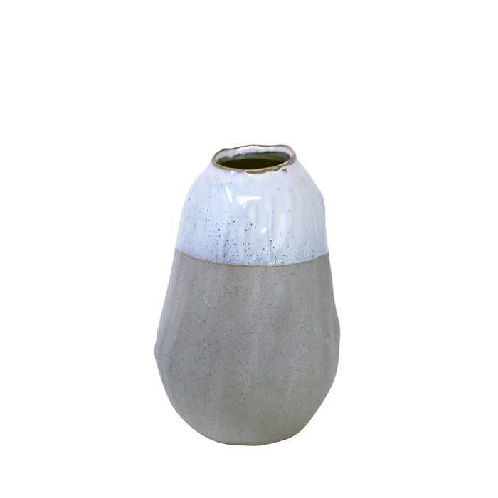 Ceramic 8.25" Organic Vase , Gray