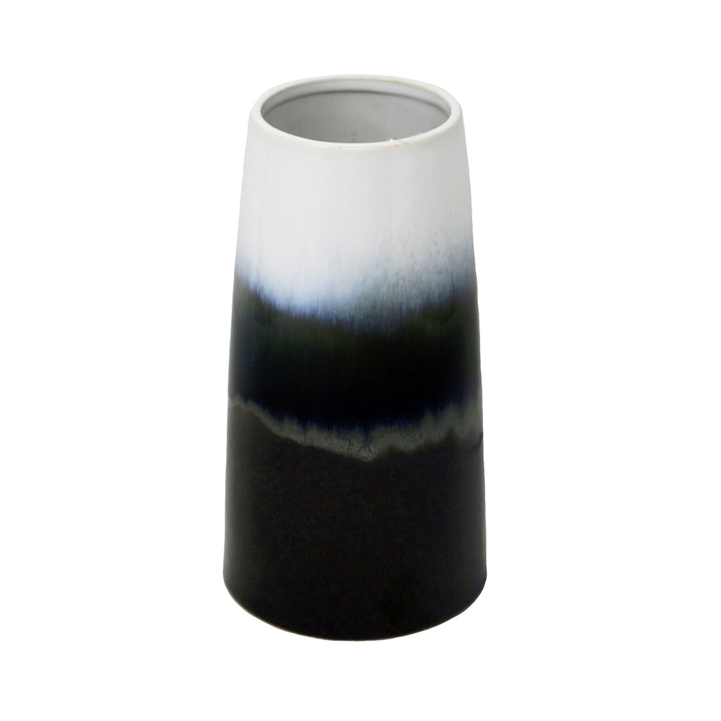 White/Blue Layered Vase 8" - ReeceFurniture.com
