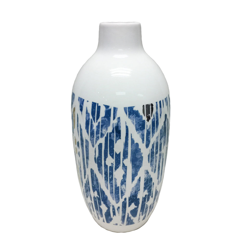 Ceramic White/Blue Vase - ReeceFurniture.com