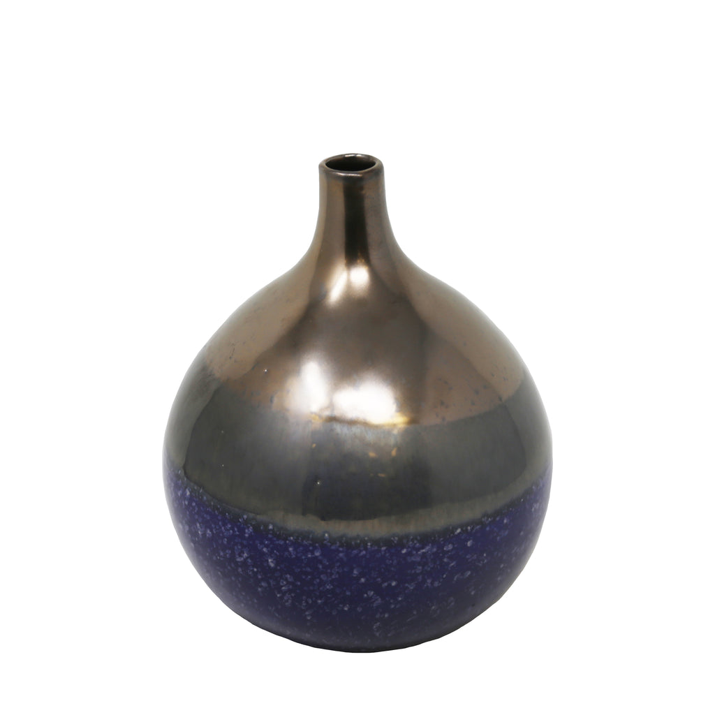 Blue/Copper Vase 8" - ReeceFurniture.com