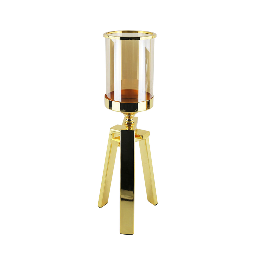 Gold & Glass Tripod Candle Holder 15" - ReeceFurniture.com