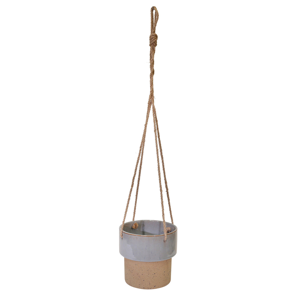 Speckled Gray Hanging Planter - ReeceFurniture.com