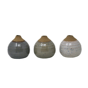 S/3 Glazed Bud Vases, Green/Beige - ReeceFurniture.com