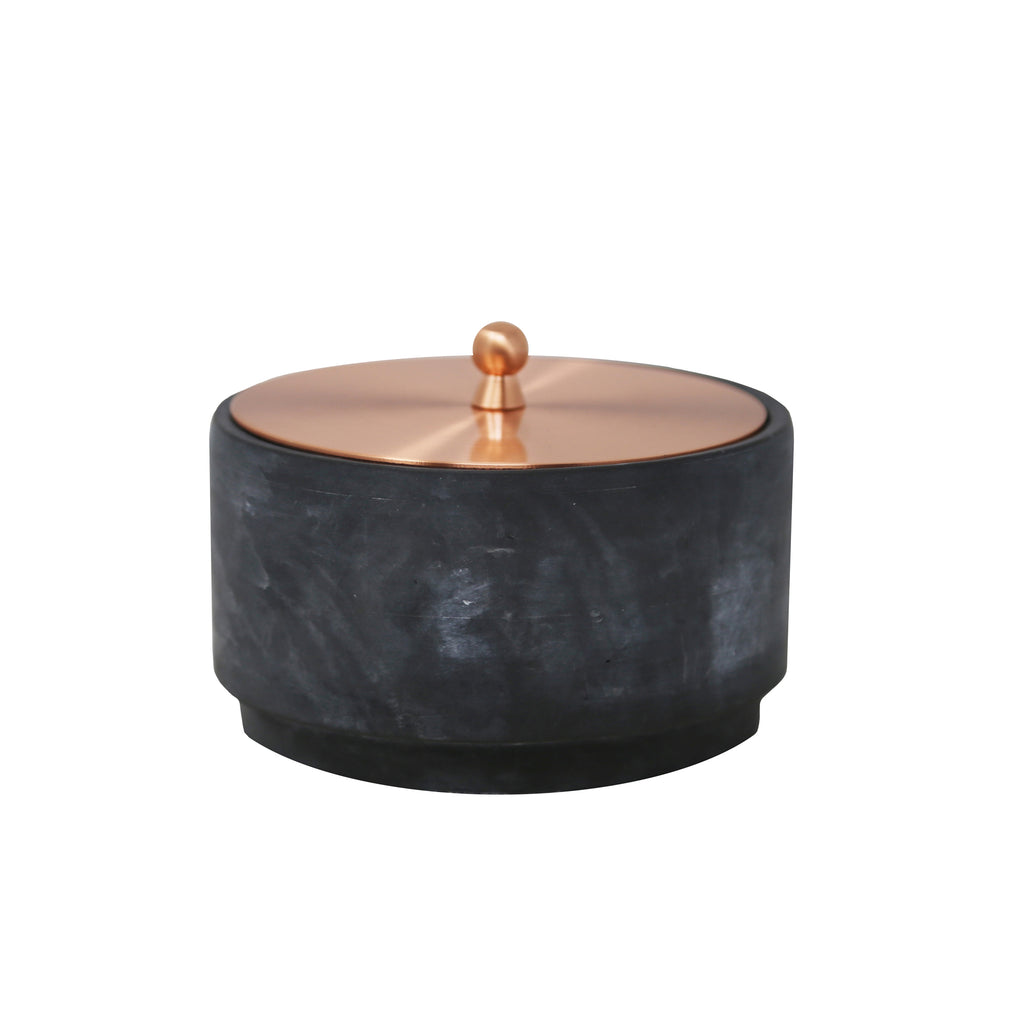 Round Cement/Copper Jar 6" - ReeceFurniture.com