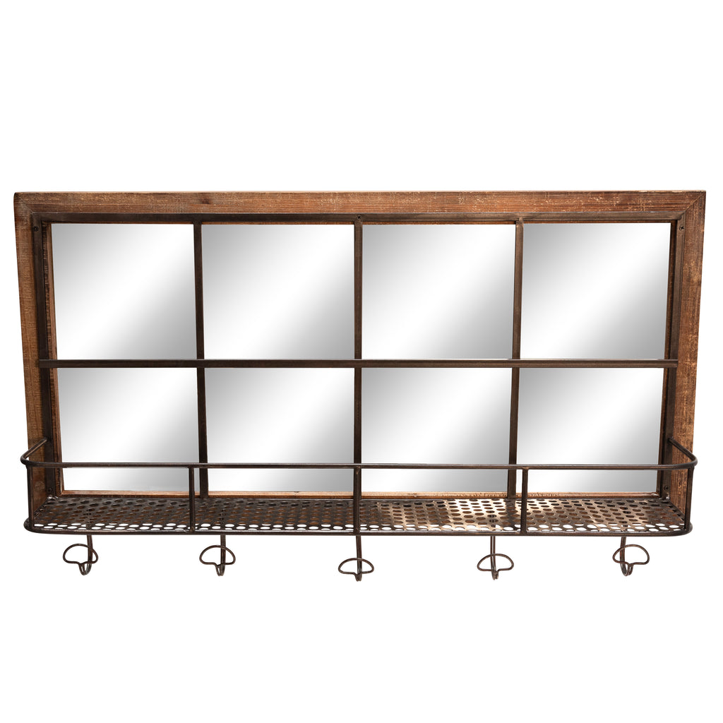 Wood/Metal Shelf W/ Hooks - ReeceFurniture.com